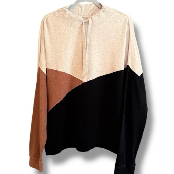 PACT Airplane Color Block Sweatshirt 100% Organic Cotton Airplane Wheat Chai XXL - Picture 2 of 11